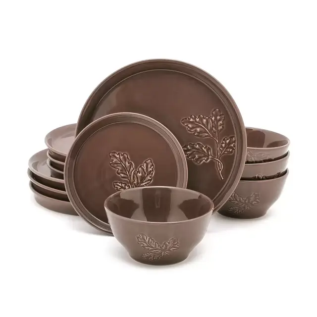 Bee & Willow™ Hays Leaf 12-Piece Dinnerware Set in Iron
