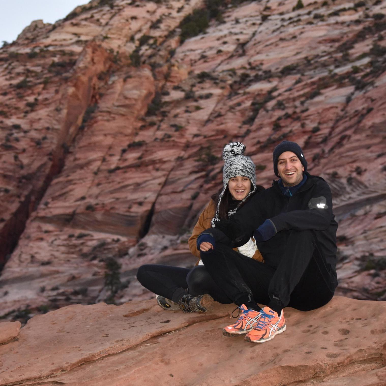 Welcoming the sunrise in Zion, Utah (Feb, 2017)