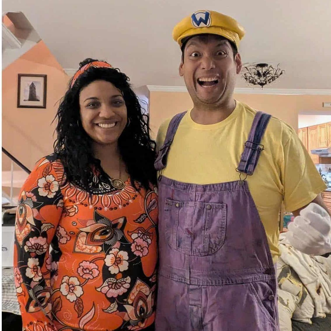 Celebrating Halloween as a hippie and Wario