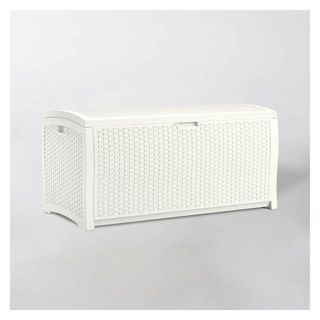 99gal Resin Wicker Deck Box White - Suncast