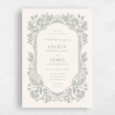 Bright Sage, Green Wedding Invitation - Caleania Portrait