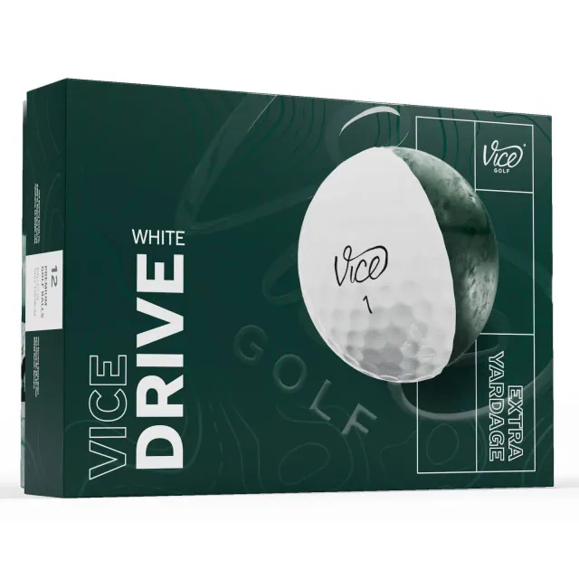 Vice Golf Drive Golf Balls 12pk - White: Urethane Shell, Adult Sports Balls