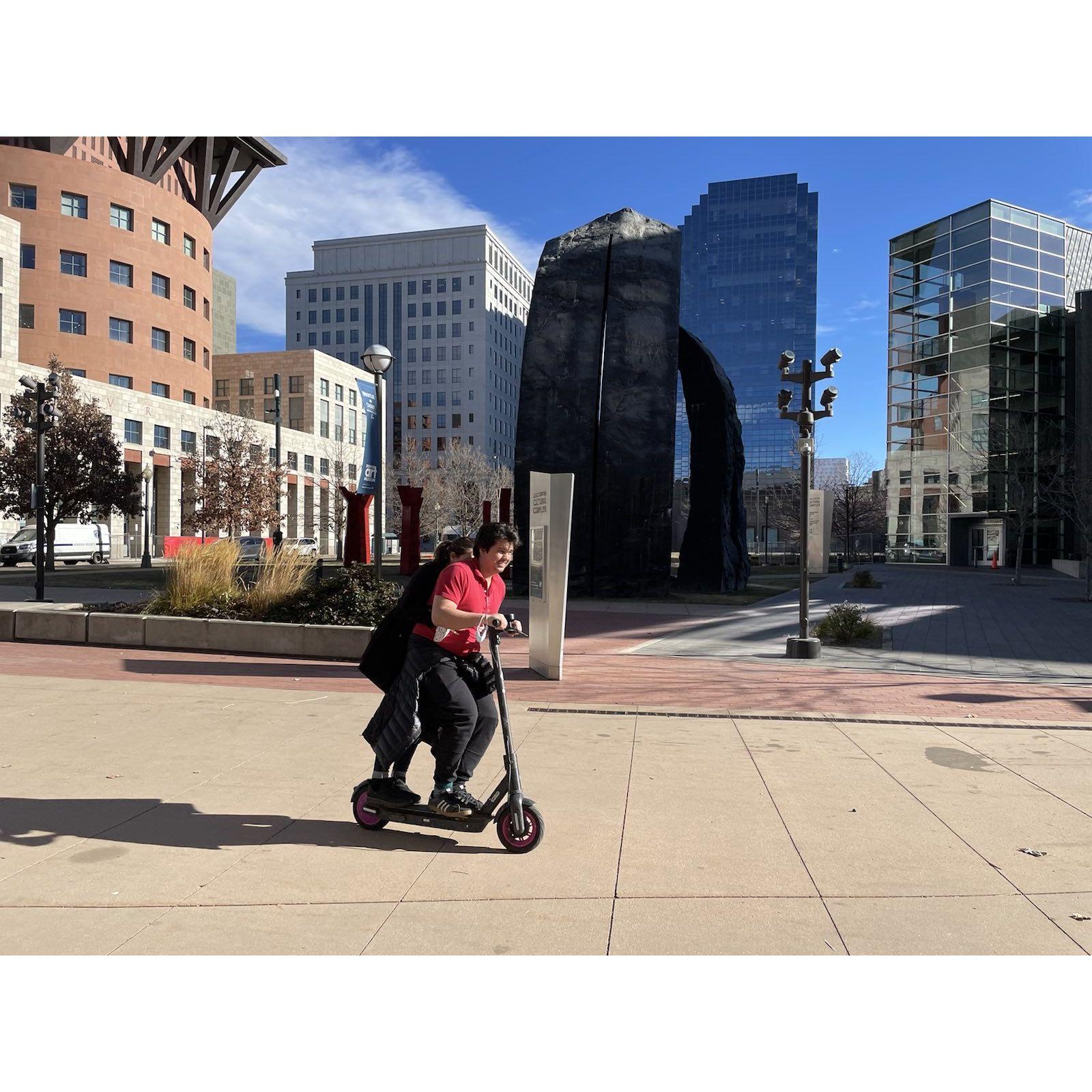 Being dangerous on a scooter together in Colorado