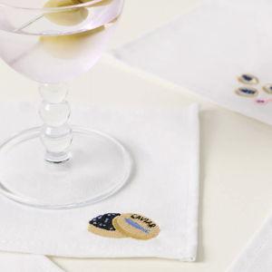 Frasier Sterling Linen Blend Caviar Cocktail Napkins, Set of 4