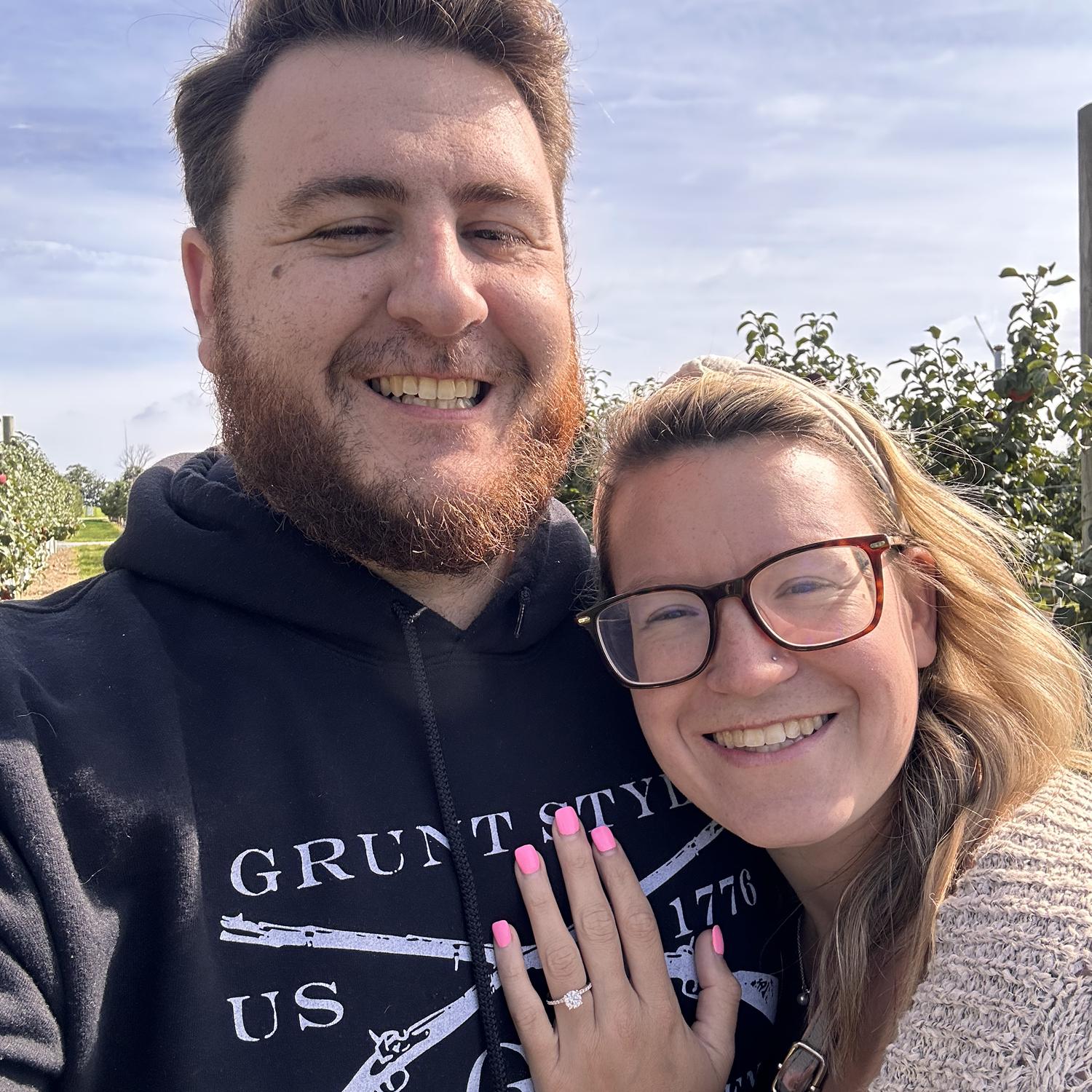 First Annual Apple Picking Engaged