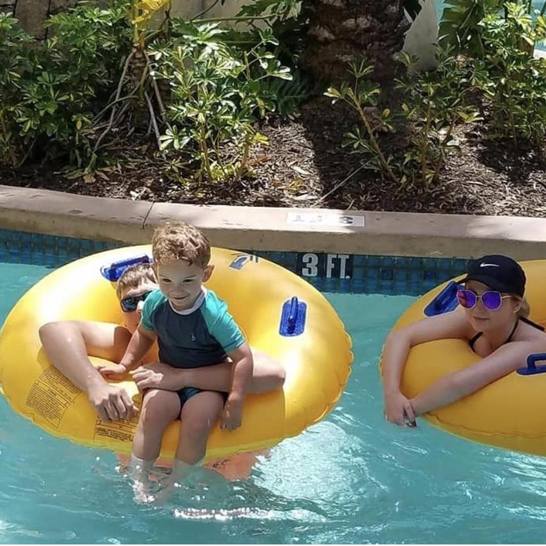 First disney trip together with our nephew in the lazy river for our off day!