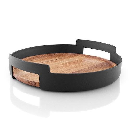 Versatile Serving Tray with Wood Base for Indoor and Outdoor Living