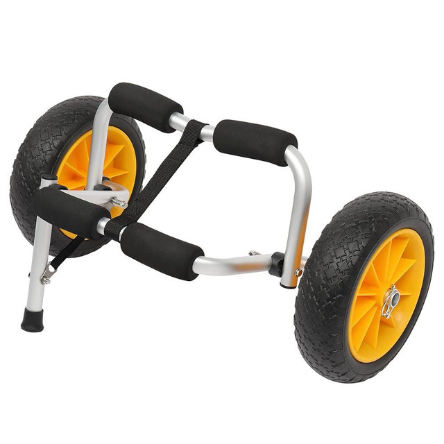 Bonnlo Kayak Trailer, Foldable, Cast Aluminum Alloy Frame, 10'' Solid Tires, Universal Wheels Cart for Canoe, Paddle Board, Boat, Float Mats, Jon Boat, 1.75 Wall Thickness Prongs