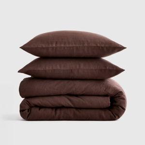 European Linen Duvet Cover Set Espresso - Queen