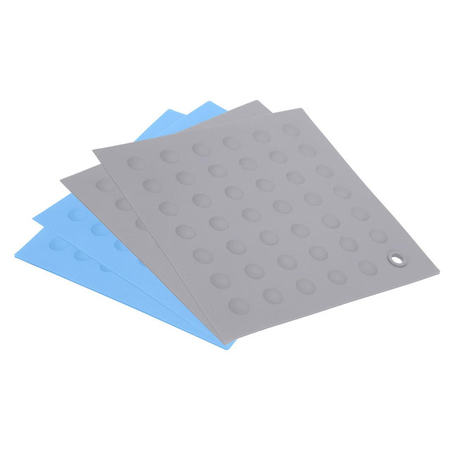 Unique Bargains Heat Resistant Silicone Trivets Pads for Kitchen 4 Pcs Sky Blue/Light Grey