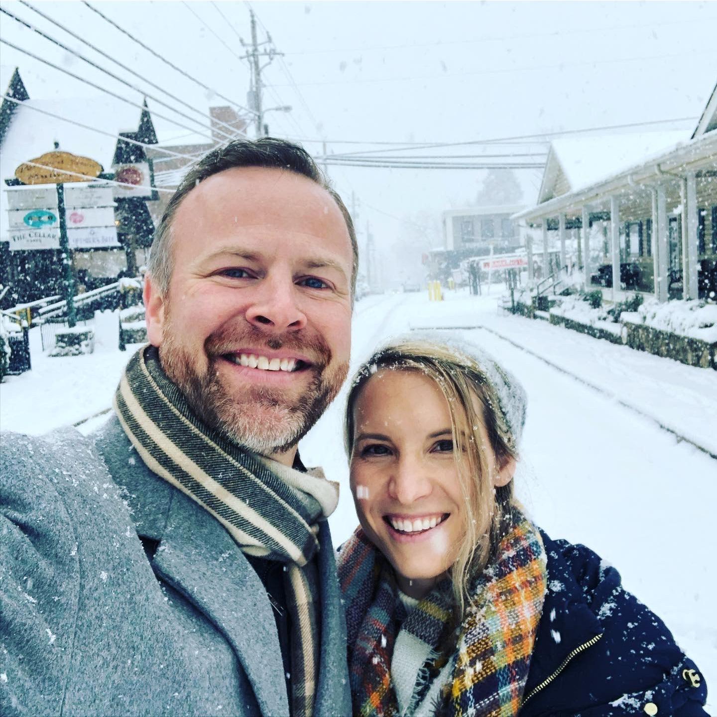 Enjoying the snow in downtown Blue Ridge