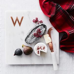 'W' Monogram Marble & Copper Cheese Board