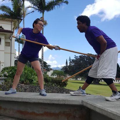 Us using quarterstaves in Hawaii!