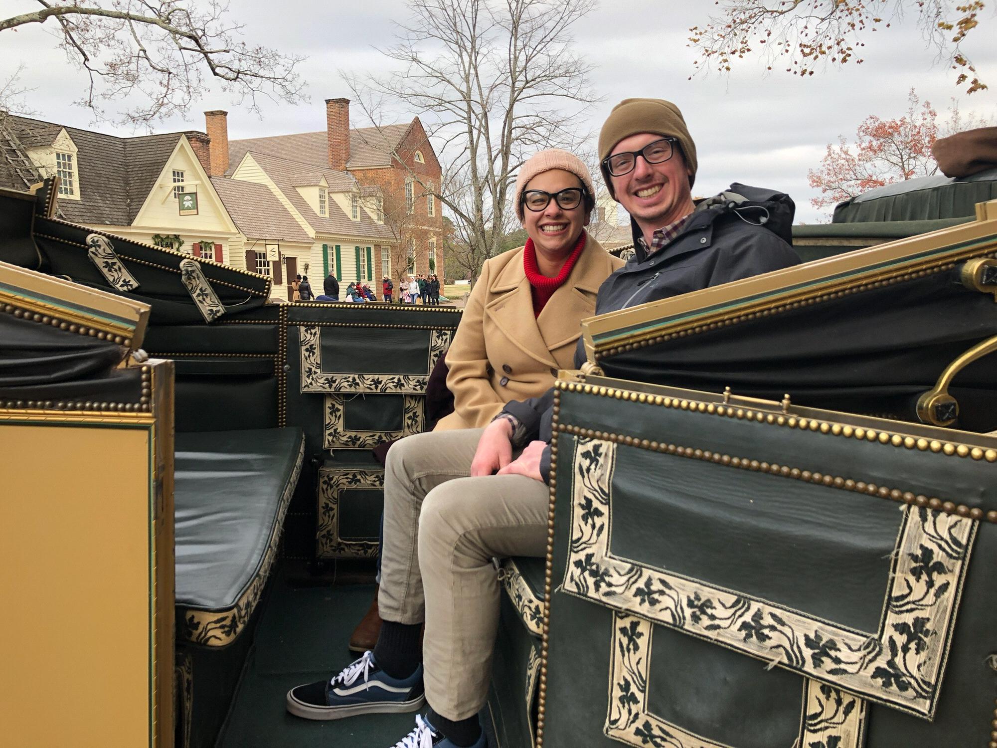 Carriage ride through Colonial Williamsburg,VA because we are living our best life.
