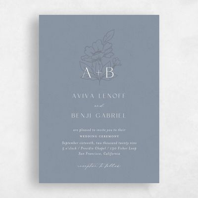 Dusty Blue Wedding Invitation - Oriabel Classic