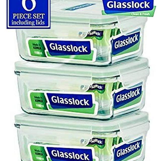 Glasslock Food-Storage Container with Locking Lids Oven and Microvave Safe - Rectangular 37oz