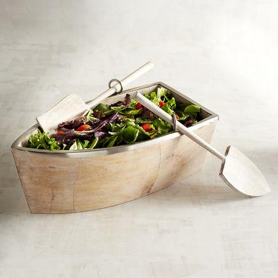 Wood Boat Serving Bowl Set
