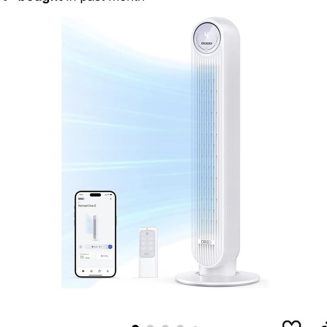 DREO Tower Fan for Bedroom, 25ft/s Smart Standing Fans, 90° Oscillating Floor Fan with 4 Modes, 4 Speeds, 8H Timer, 28dB, Bladeless, Remote, Works with WiFi Voice Control