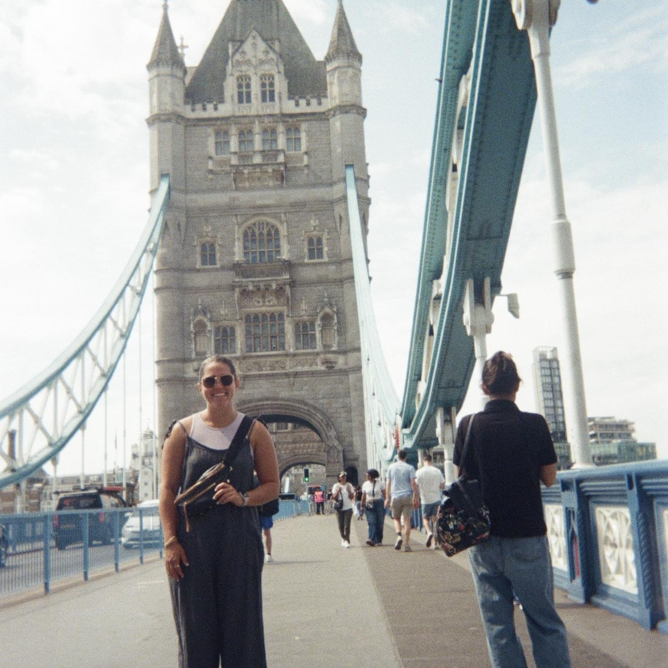 Preston snapped a photo of Taylor on Tower Bridge after they toured the Tower of London - all the sight-seeing!