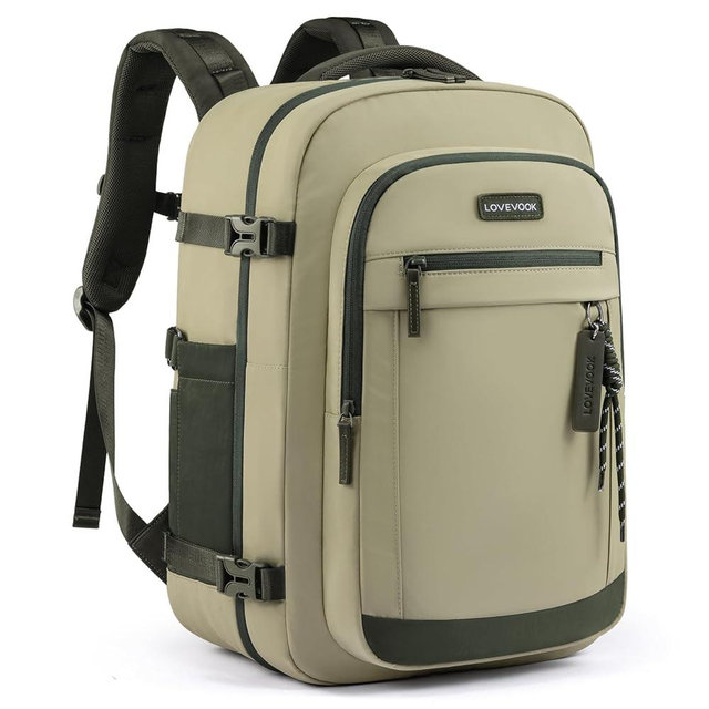 LOVEVOOK 40L Travel Backpack for Women & Men, Airline Approved Carry On Luggage, TSA Personal Item Bag fits 15.6 Inch Laptop, Waterproof Weekender Overnight Suitcase for Work, Green