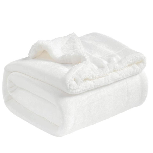 BEDSURE Sherpa Fleece Blanket Throw Size White Plush Throw Blanket Fuzzy Soft Blanket Microfiber