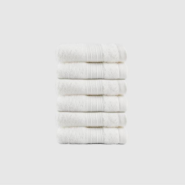 6pc Feather Touch Cotton Washcloth Set White - Trident Group