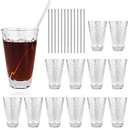 Glass Cups 12 oz,QAPPDA Clear Drinking Tumblers For Home,Highball Drinking Glasses For Home and Kitchen,Dishware Safe,Large Water Cups for Restaurants, Bars, Parties,Beer Cups 12 Pack KTY1804