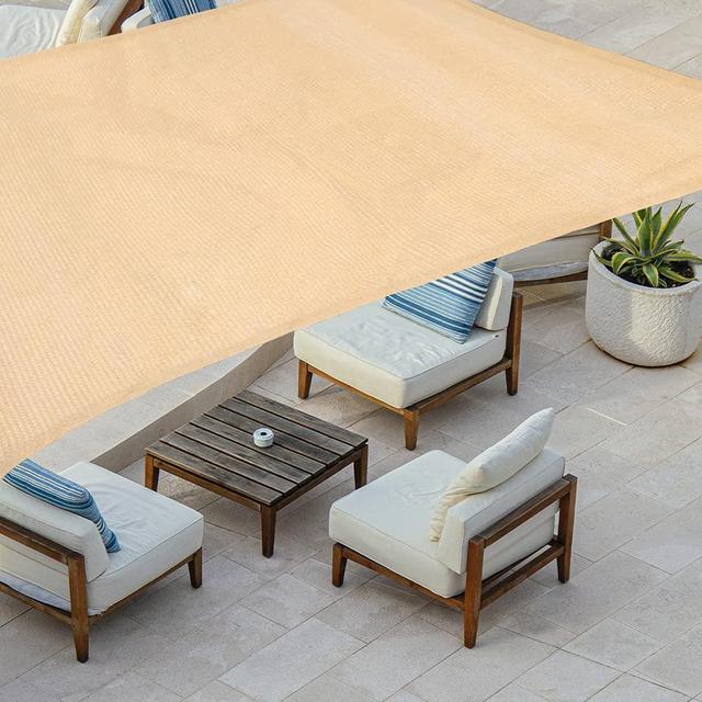 Patio Watcher 16' x 20' Rectangle Sun Shade Sail Fabric UV Block Awning Canopy Cover Durable for Outdoor Carport Pergola Backyard Lawn Deck Garden, Commercial Heavy Duty 180GSM HDPE, Sand