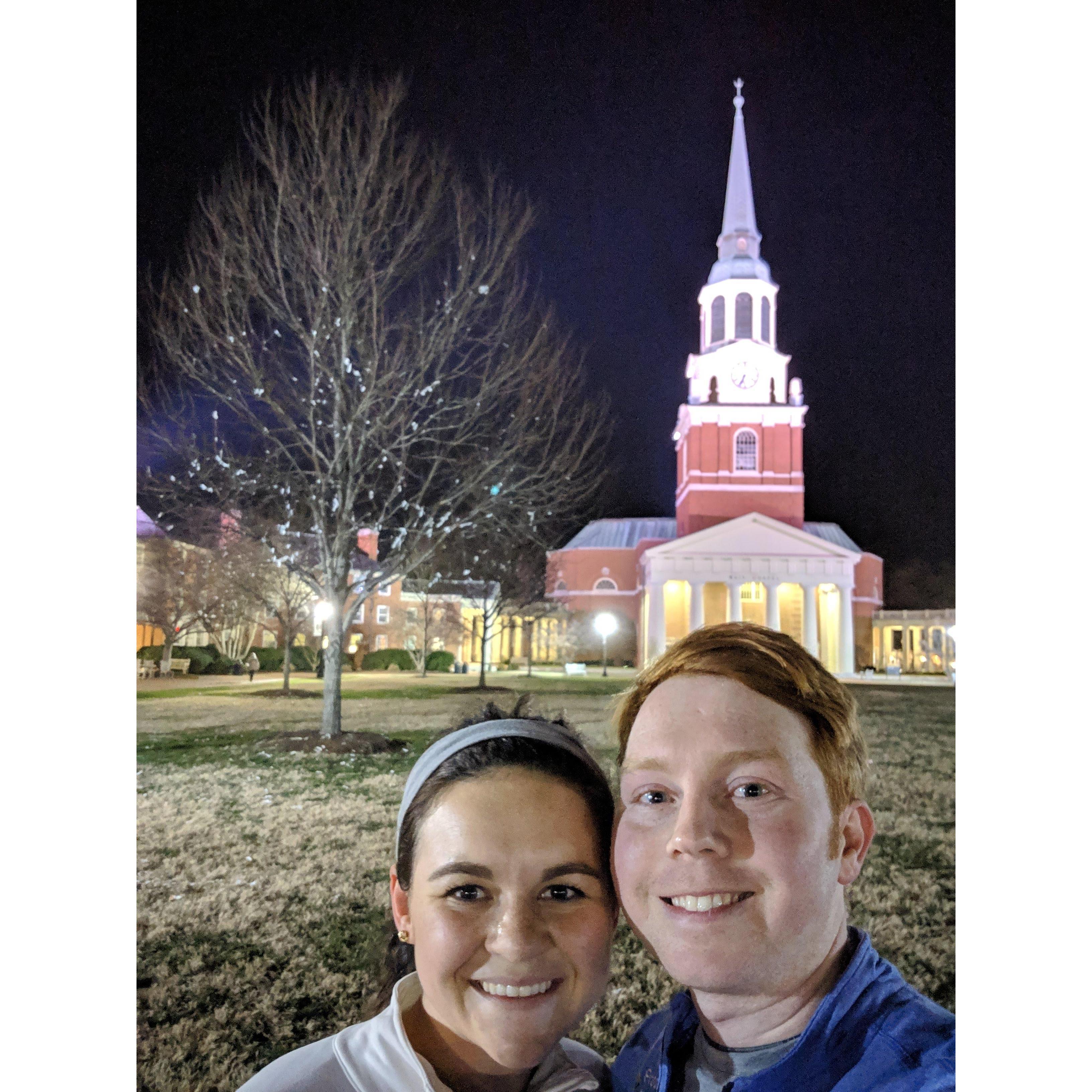 Running at Wake Forest while visiting Winston.
