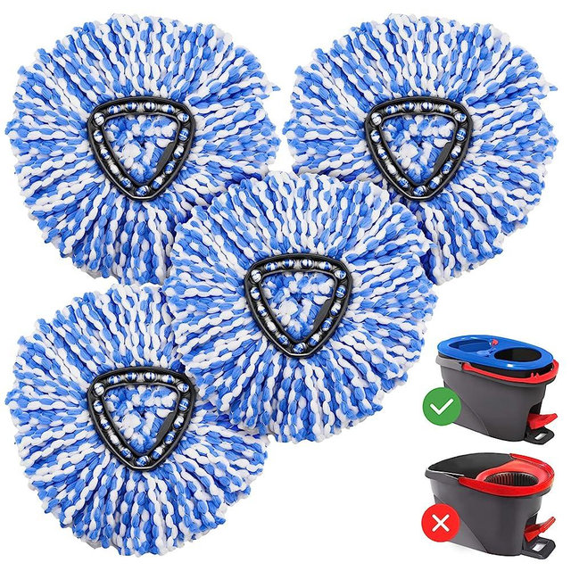 4 Pack RinseClean Spin Mop Replacement Head Spin Mop Refills Compatible with RinseClean Dual System, Microfiber Mop Easy Cleaning Floor Head Mop for Floor Cleaning O-Cedar RinseClean 2 Tank System