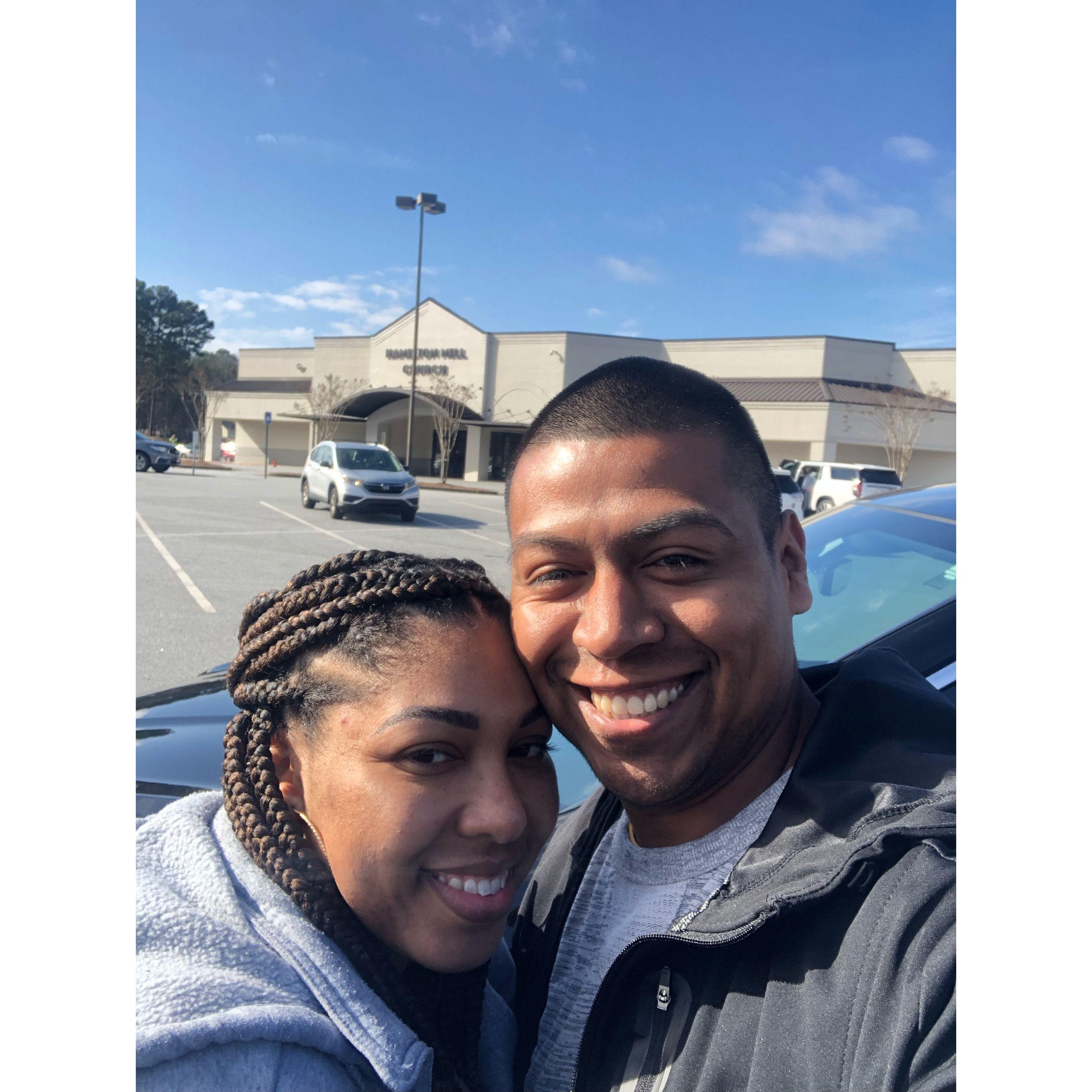 Our first time attending church together.