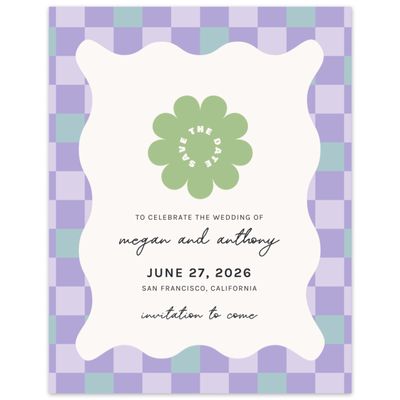 Purple Wedding Digital Save the Date - Vibrante Portrait