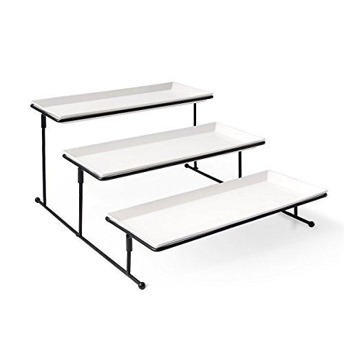 Sweese 730.101 3 Tiered Serving Stand - Sturdier Food Server Display Rack with Rectangular Porcelain Platters, Serving Trays for Parties