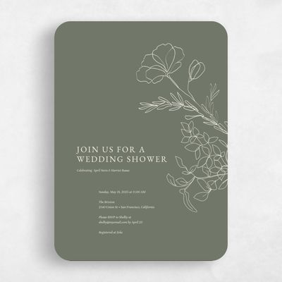Green Rounded Wedding Wedding Shower Invitation - Essenza Bloom