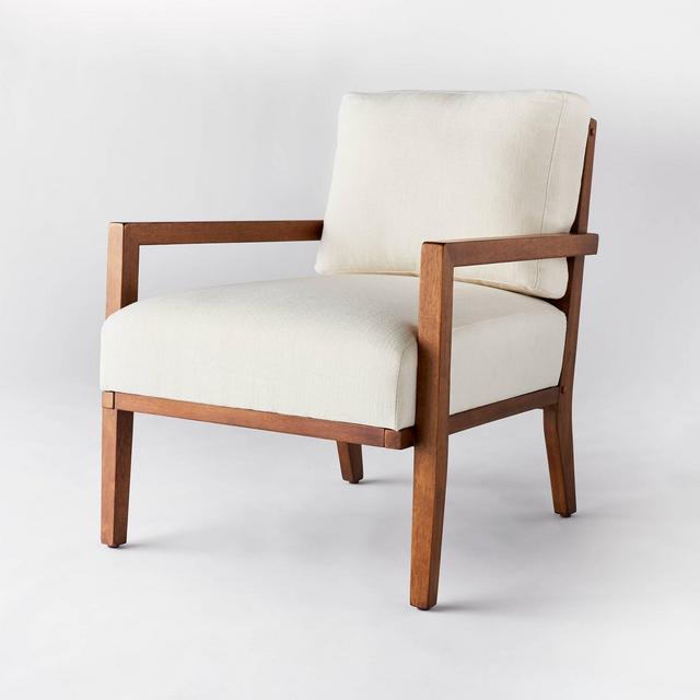 Cane Back Accent Chair Cream/Midtone Wood - Threshold™ designed with Studio McGee