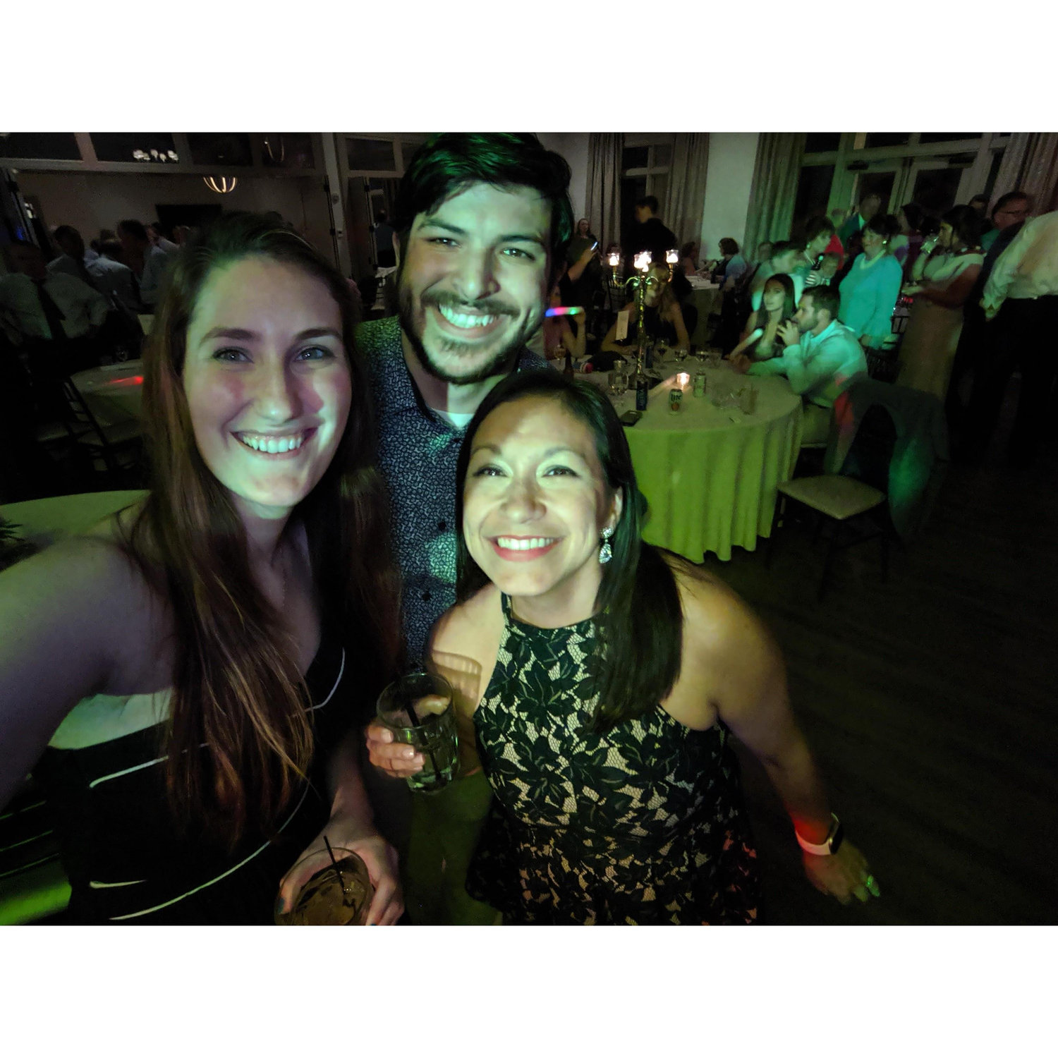 With bridesmaid Kelly at a cousin's wedding, July 2019