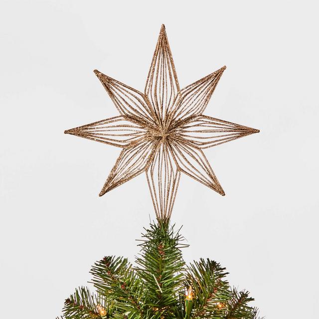 12in Unlit Glittered Bethlehem Star Tree Topper Gold - Wondershop™