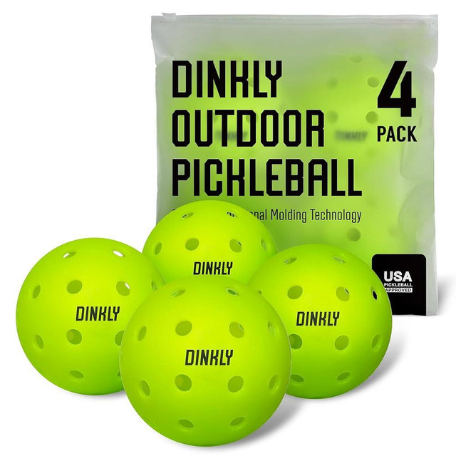 Dinkly Pickleball Balls, Outdoor Pickleballs USAPA Approved, Enhanced Durability Pickle Ball with Roto-Molded & Seamless Design, 40 Holes Green Pickleballs for Beginners Professionals