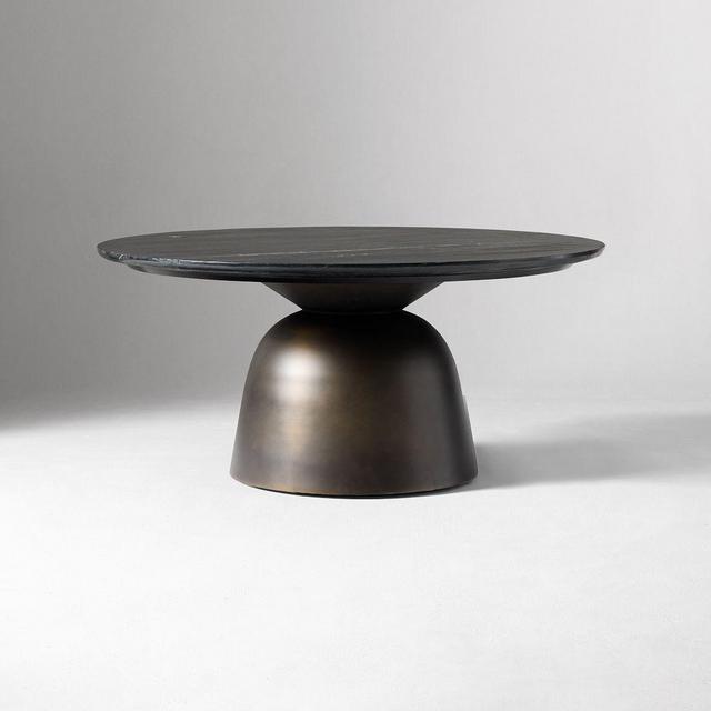 Olina 36" Coffee Table, Marine Marble, Metal