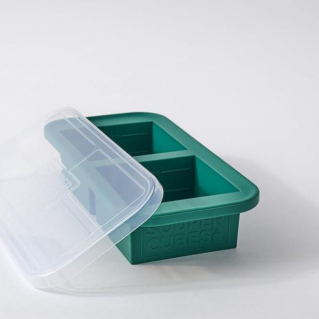 Souper Cubes 2 Cup Silicone Freezer Tray with Lid, Perfect for Storing Lasagna, Leftovers, Sauces, Portioned Meals and More, Silicone Freezer Mold for Meal Prepping - Kale - 1-Pack