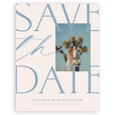 Dusty Blue Wedding Digital Save the Date - Josephine Portrait