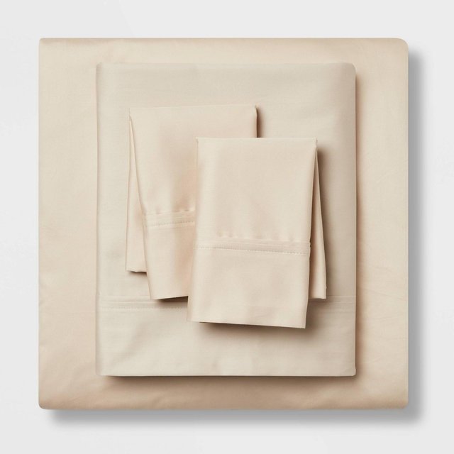 Twin/Twin XL 400 Thread Count Solid Performance Sheet Set True Khaki - Threshold™