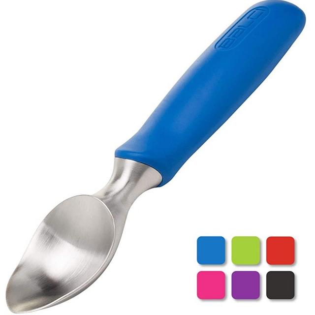 Professional Stainless Steel Ice Cream Scoop by BALCI - No-Thaw Hard Ice Cream Scoop - Dishwasher Safe - Non-Slip Rubber Grip Ice Cream Scooper Spade - Blue