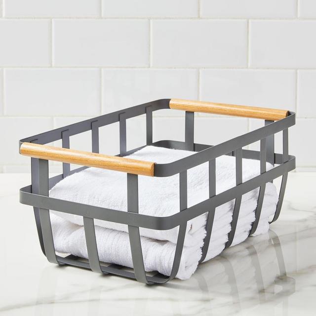 Dual Handle Storage Basket, Gray
