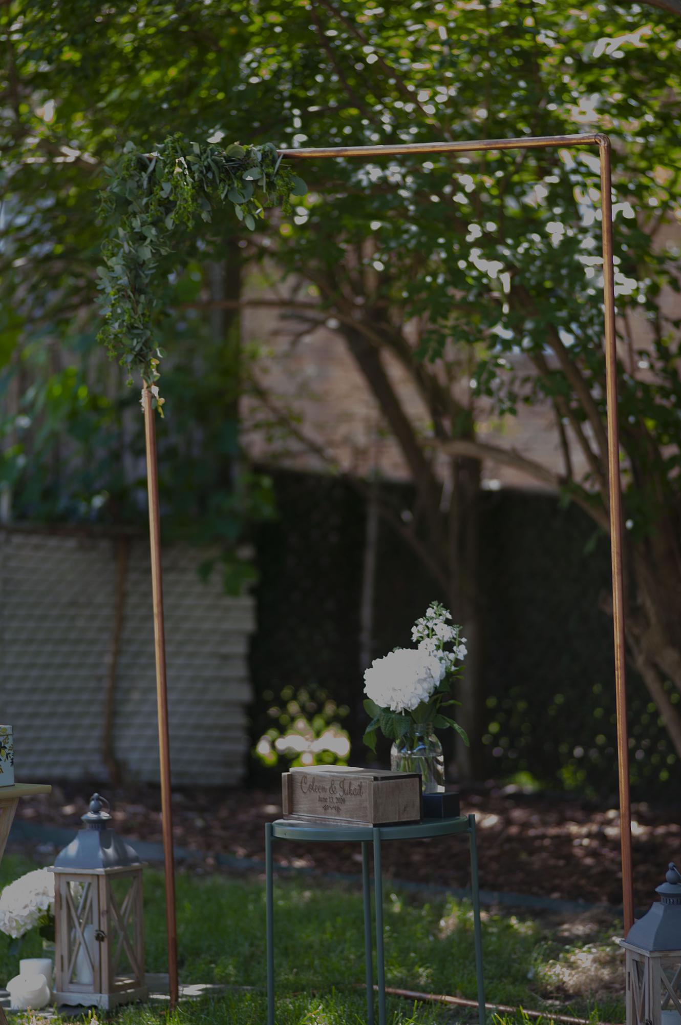 June 2020: our backyard wedding setup