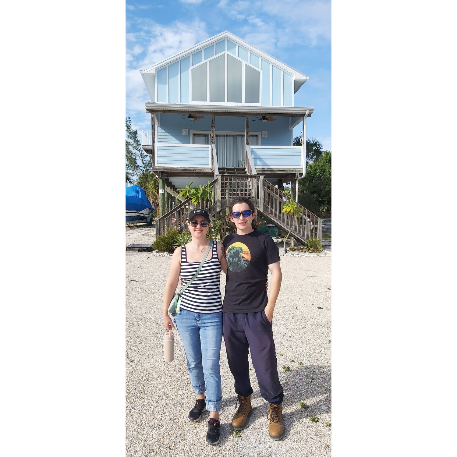 Posing with Daniel's old family house in Florida