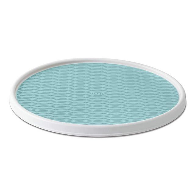 Copco Non-Skid Pantry Cabinet Lazy Susan Turntable, 18-Inch, White/Aqua