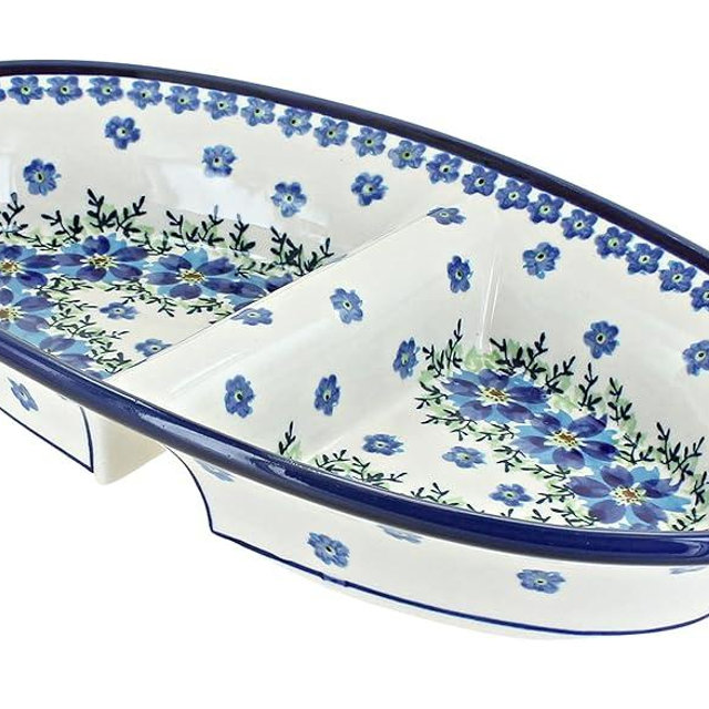 Blue Rose Polish Pottery Kalina Divided Dish