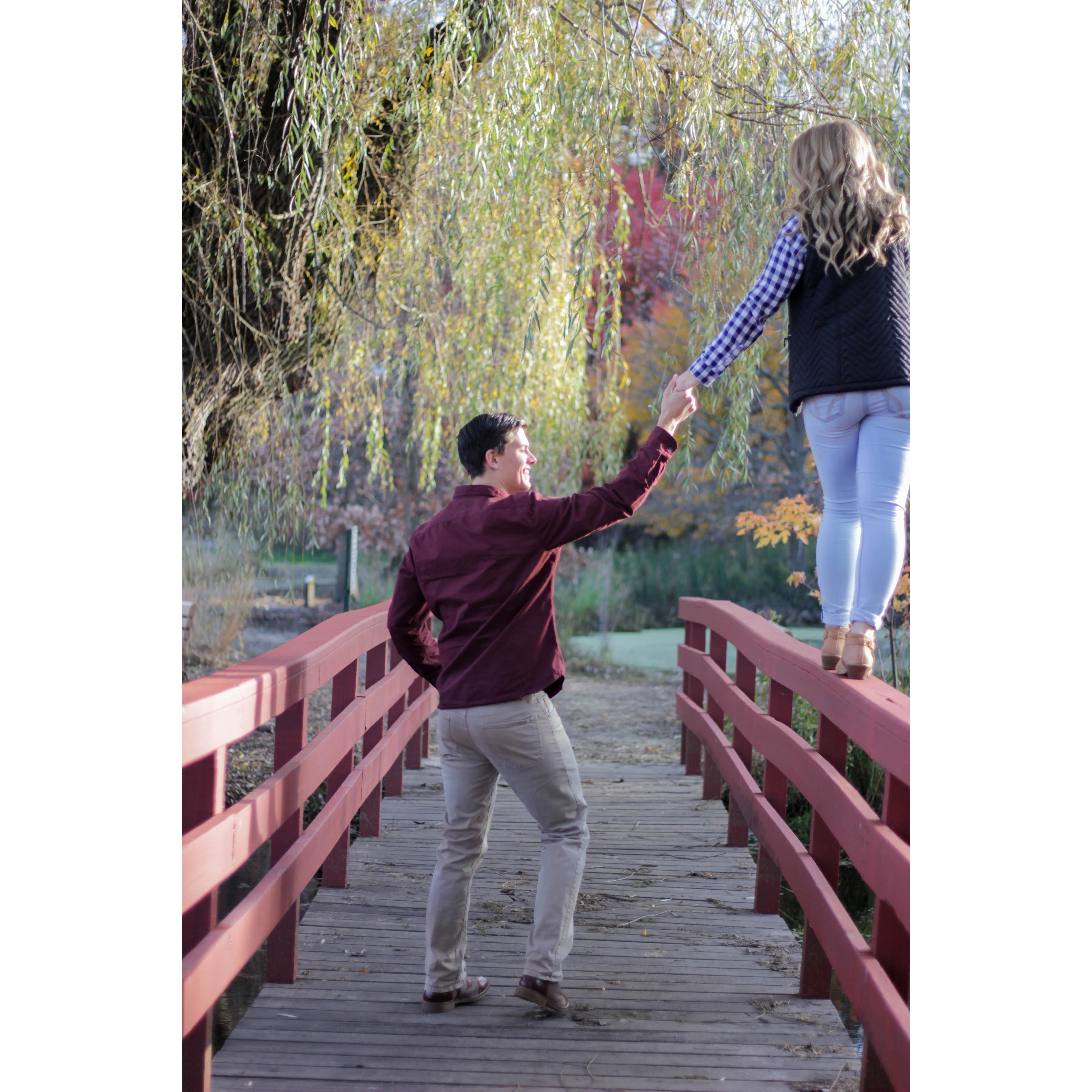 While this picture was being taken, Zach was 100% sure I would somehow trip and fall into the water.