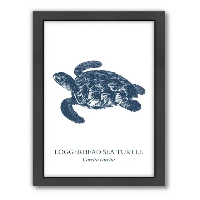 Americanflat© Sea Turtle Collection Wood-Framed Sea Turtle Print Sea in Multicolor